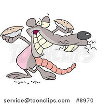 Cartoon Rat Holding up Pies by Toonaday