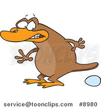 Cartoon Platypus Laying an Egg by Toonaday