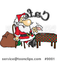 Cartoon Santa Taking a Break in a Cafe by Toonaday