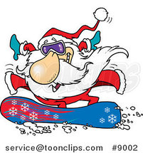 Cartoon Santa Snowboarding by Toonaday