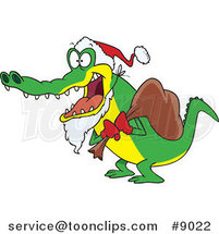 Cartoon Santa Alligator by Toonaday