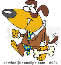 Cartoon Business Dog Carrying a Bone Briefcase by Toonaday