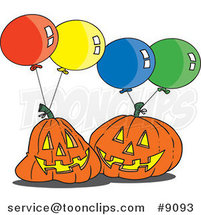 Cartoon Jackolanterns and Party Balloons by Toonaday