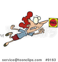 Cartoon Lady Pushing a Panic Button by Toonaday