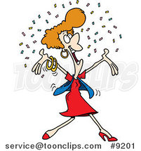 Cartoon Happy Lady in Confetti by Toonaday