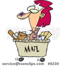 Cartoon Lady in a Mail Cart by Toonaday