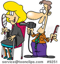 Cartoon Guy Working on a Female Client at a Salon by Toonaday