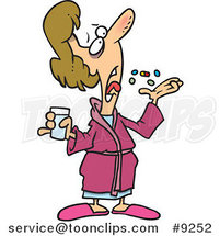 Cartoon Sick Lady Popping Pills by Toonaday