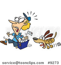 Cartoon Dog Chasing a Mail Lady by Toonaday