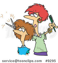 Cartoon Lady Cutting Hair at a Salon by Toonaday