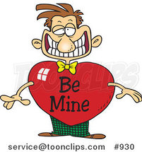 Grinning Cartoon Guy with a Be Mine Valentine Heart Body by Toonaday