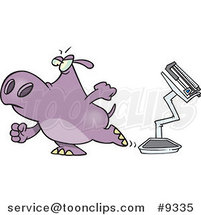 Cartoon Hippo Walking Away from a Broken Scale by Toonaday