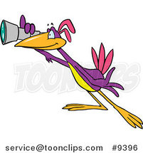 Cartoon Scoping Bird Using a Telescope by Toonaday