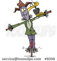 Cartoon Crow on a Scarecrow by Toonaday