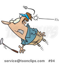 Cartoon Golfer Being Hit by a Golf Ball by Toonaday
