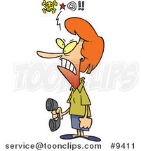 Cartoon Mad Lady Holding a Telephone by Toonaday