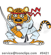 Cartoon Samurai Tiger with a Sword by Toonaday