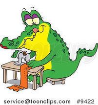 Cartoon Sewing Alligator by Toonaday
