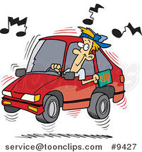 Cartoon Guy Blaring Rap Music in His Car by Toonaday