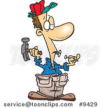 Cartoon Carpenter Holding Nails in His Teeth by Toonaday