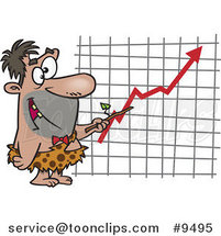 Cartoon Caveman Executive Pointing to a Chart by Toonaday