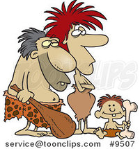 Cartoon Caveman Dad, Mom and Son by Toonaday