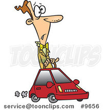Cartoon Guy Driving a Compact Car by Toonaday
