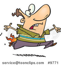 Cartoon Guy Running with His Pants on Fire by Toonaday