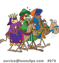 Cartoon Three Wise Kids Wearing Shades and Riding Camels by Toonaday