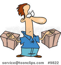 Cartoon Guy Stuck to His Packages by Toonaday