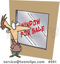 Cartoon Homeowner Shopping for Windows by Toonaday