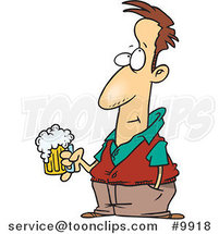 Cartoon Pensive Guy Holding a Beer by Toonaday