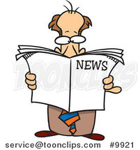 Cartoon Standing Business Man Reading the News by Toonaday