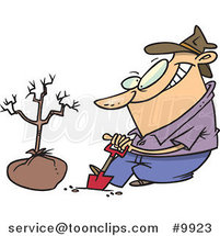 Cartoon Guy Planting a Tree by Toonaday