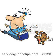 Cartoon Mail Guy Running from a Dog by Toonaday