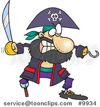 Cartoon Tough Pirate with a Sword by Toonaday