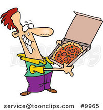 Cartoon Happy Guy with Pizza by Toonaday