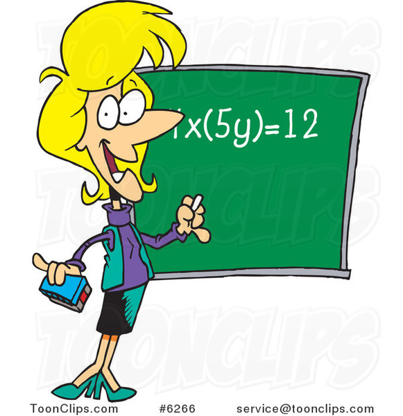 Cartoon Female Math Teacher During Class #6266 by Ron Leishman