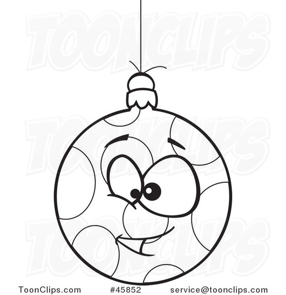 Black and White Cartoon Dotted Goofy Christmas Bauble