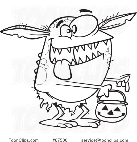 Black and White Cartoon Halloween Goblin Trick or Treating