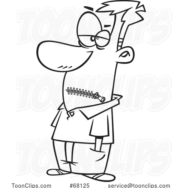 Black and White Cartoon Silenced Guy with a Zippered Mouth
