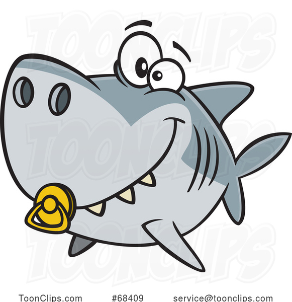 Cartoon Baby Shark with a Pacifier