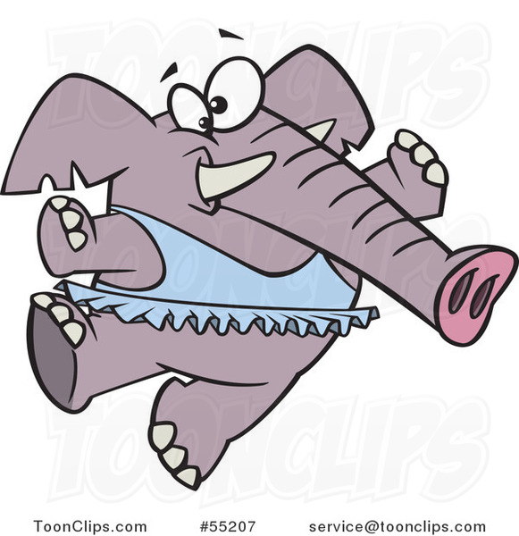 Cartoon Ballerina Elephant Dancing in a Blue Tutu