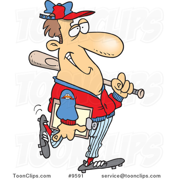 Cartoon Baseball Coach #9591 by Ron Leishman