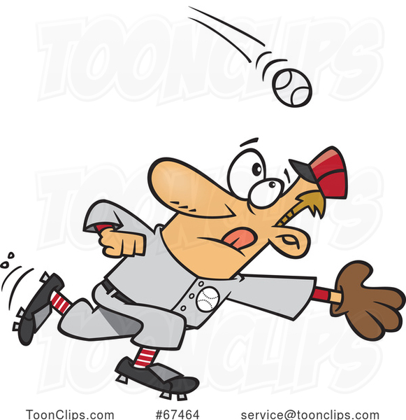 Cartoon Baseball Player Going in for a Catch #67464 by Ron Leishman