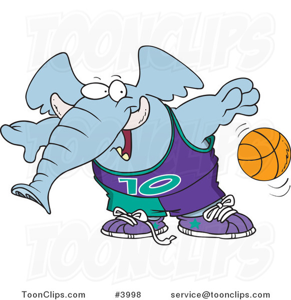 Cartoon Basketball Elephant