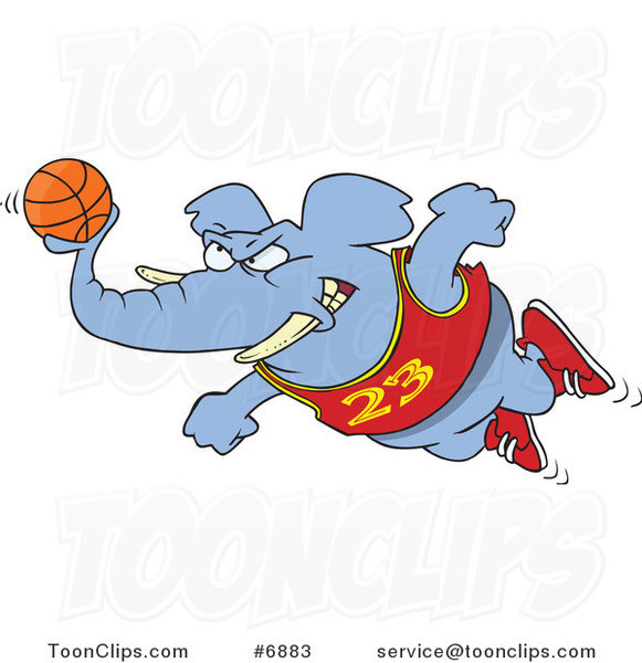 Cartoon Basketball Elephant