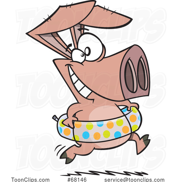 Cartoon Beach Hog with an Inner Tube
