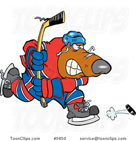 Cartoon Bear Hockey Player