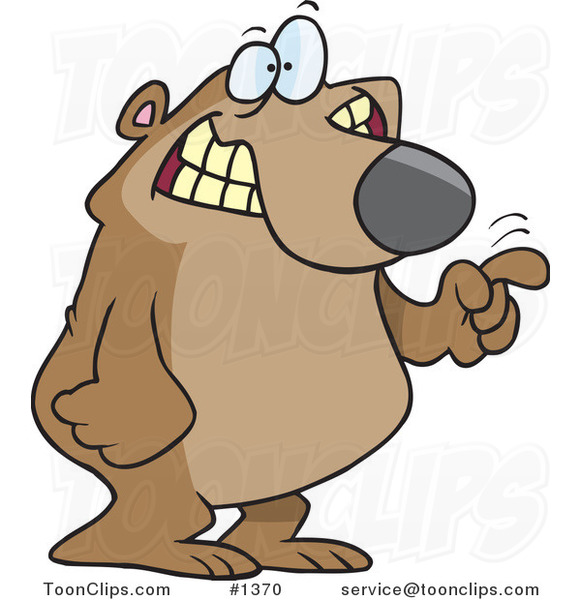 Cartoon Bear Tapping with His Finger